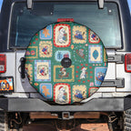 Australia Wildlife Christmas Stamp Spare Tire Cover Green Aussie Native Animal Seamless Pattern