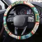 Australia Wildlife Christmas Stamp Steering Wheel Cover Green Aussie Native Animal Seamless Pattern