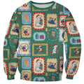 Australia Wildlife Christmas Stamp Sweatshirt Green Aussie Native Animal Seamless Pattern
