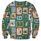 Australia Wildlife Christmas Stamp Sweatshirt Green Aussie Native Animal Seamless Pattern