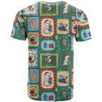 Australia Wildlife Christmas Stamp T Shirt Green Aussie Native Animal Seamless Pattern