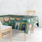 Australia Wildlife Christmas Stamp Tablecloth Green Aussie Native Animal Seamless Pattern