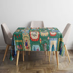 Australia Wildlife Christmas Stamp Tablecloth Green Aussie Native Animal Seamless Pattern