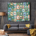 Australia Wildlife Christmas Stamp Tapestry Green Aussie Native Animal Seamless Pattern