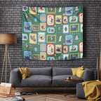 Australia Wildlife Christmas Stamp Tapestry Green Aussie Native Animal Seamless Pattern