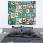 Australia Wildlife Christmas Stamp Tapestry Green Aussie Native Animal Seamless Pattern
