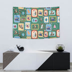 Australia Wildlife Christmas Stamp Tapestry Green Aussie Native Animal Seamless Pattern