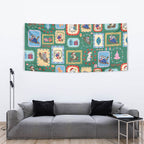 Australia Wildlife Christmas Stamp Tapestry Green Aussie Native Animal Seamless Pattern