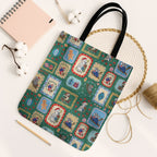 Australia Wildlife Christmas Stamp Tote Bag Green Aussie Native Animal Seamless Pattern