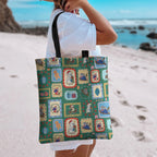 Australia Wildlife Christmas Stamp Tote Bag Green Aussie Native Animal Seamless Pattern