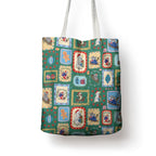 Australia Wildlife Christmas Stamp Tote Bag Green Aussie Native Animal Seamless Pattern