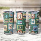 Australia Wildlife Christmas Stamp Tumbler Cup Green Aussie Native Animal Seamless Pattern