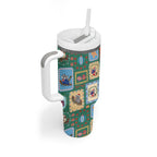 Australia Wildlife Christmas Stamp Tumbler With Handle Green Aussie Native Animal Seamless Pattern