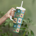 Australia Wildlife Christmas Stamp Tumbler With Handle Green Aussie Native Animal Seamless Pattern