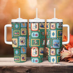 Australia Wildlife Christmas Stamp Tumbler With Handle Green Aussie Native Animal Seamless Pattern