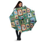Australia Wildlife Christmas Stamp Umbrella Green Aussie Native Animal Seamless Pattern