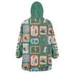 Australia Wildlife Christmas Stamp Wearable Blanket Hoodie Green Aussie Native Animal Seamless Pattern