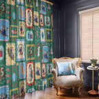 Australia Wildlife Christmas Stamp Window Curtain Green Aussie Native Animal Seamless Pattern