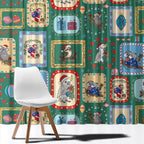Australia Wildlife Christmas Stamp Window Curtain Green Aussie Native Animal Seamless Pattern
