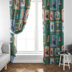 Australia Wildlife Christmas Stamp Window Curtain Green Aussie Native Animal Seamless Pattern
