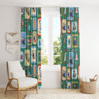 Australia Wildlife Christmas Stamp Window Curtain Green Aussie Native Animal Seamless Pattern