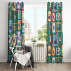 Australia Wildlife Christmas Stamp Window Curtain Green Aussie Native Animal Seamless Pattern