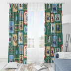 Australia Wildlife Christmas Stamp Window Curtain Green Aussie Native Animal Seamless Pattern
