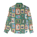 Australia Wildlife Christmas Stamp Women Casual Shirt Green Aussie Native Animal Seamless Pattern