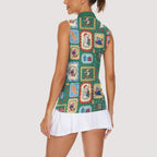 Australia Wildlife Christmas Stamp Women Sleeveless Polo Shirt Green Aussie Native Animal Seamless Pattern