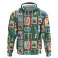 Australia Wildlife Christmas Stamp Zip Hoodie Green Aussie Native Animal Seamless Pattern