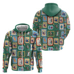 Australia Wildlife Christmas Stamp Zip Hoodie Green Aussie Native Animal Seamless Pattern