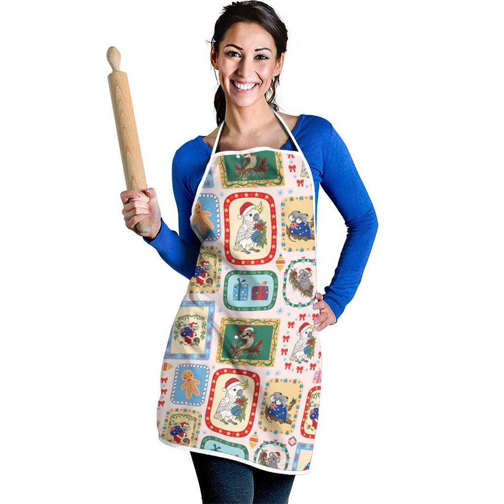 Australia Wildlife Christmas Stamp Apron Pink Aussie Native Animal Seamless Pattern
