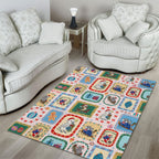 Australia Wildlife Christmas Stamp Area Rug Pink Aussie Native Animal Seamless Pattern