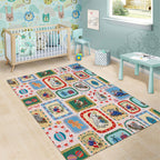 Australia Wildlife Christmas Stamp Area Rug Pink Aussie Native Animal Seamless Pattern