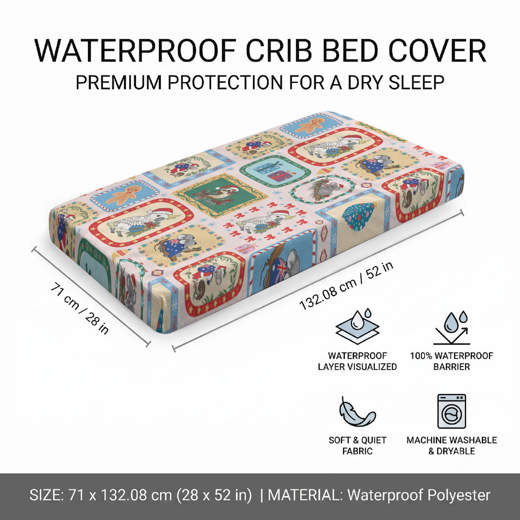 Australia Wildlife Christmas Stamp Baby Bed Cover Pink Aussie Native Animal Seamless Pattern