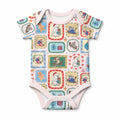 Australia Wildlife Christmas Stamp Baby Onesie Pink Aussie Native Animal Seamless Pattern