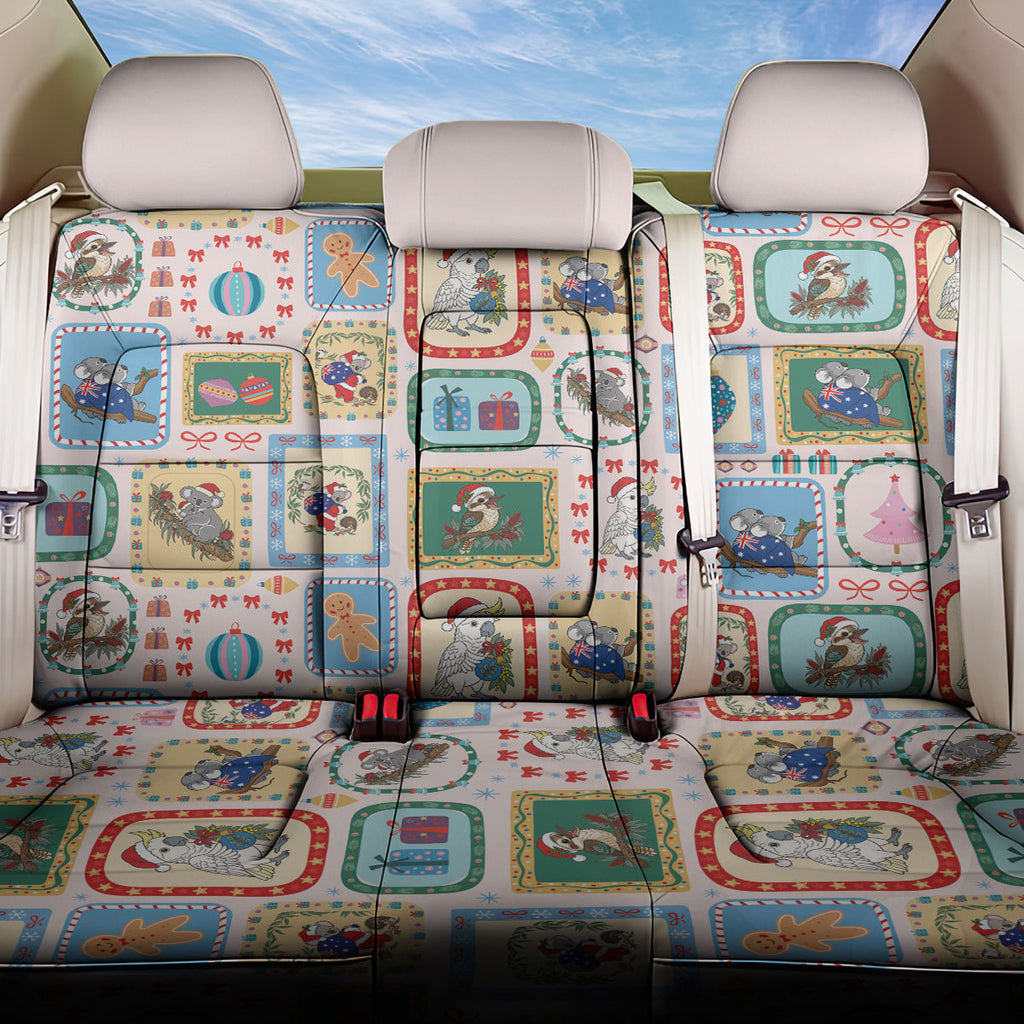 Australia Wildlife Christmas Stamp Back Car Seat Cover Pink Aussie Native Animal Seamless Pattern