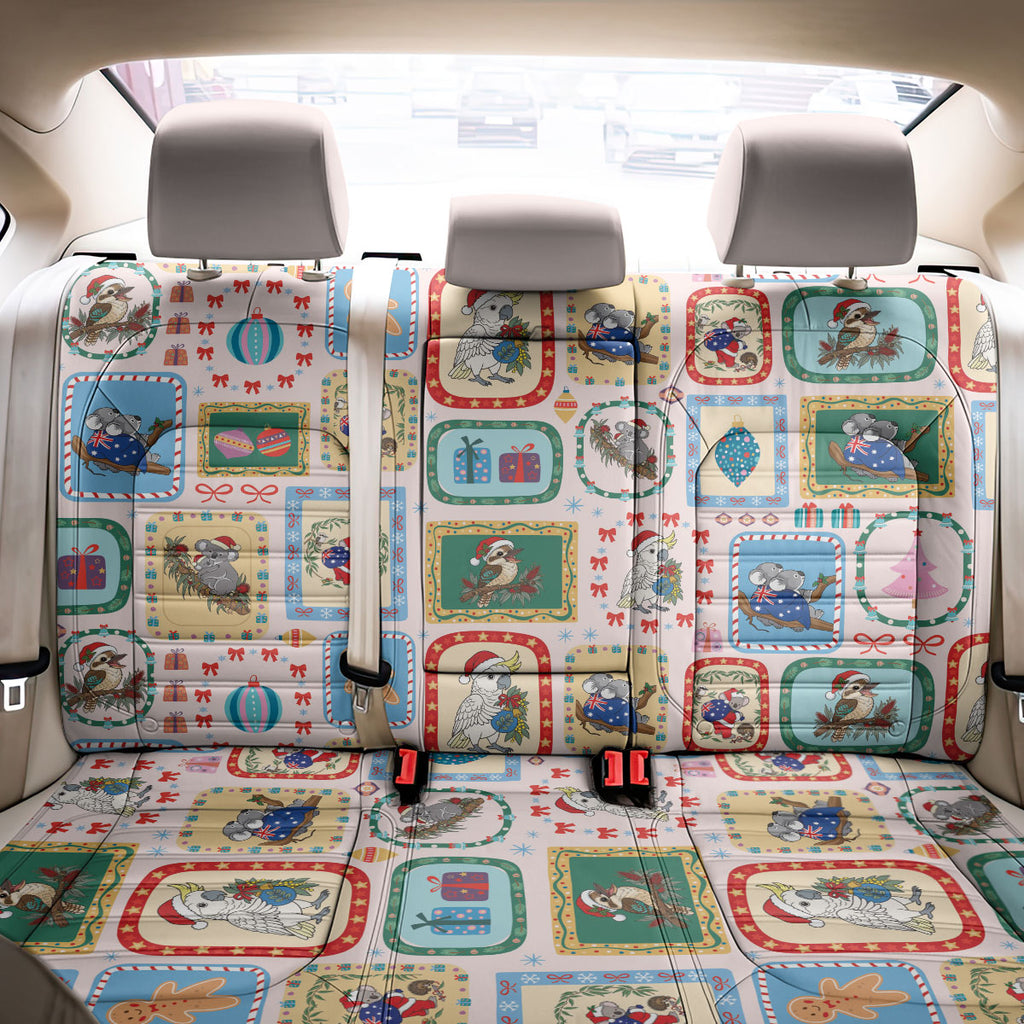 Australia Wildlife Christmas Stamp Back Car Seat Cover Pink Aussie Native Animal Seamless Pattern