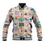 Australia Wildlife Christmas Stamp Baseball Jacket Pink Aussie Native Animal Seamless Pattern