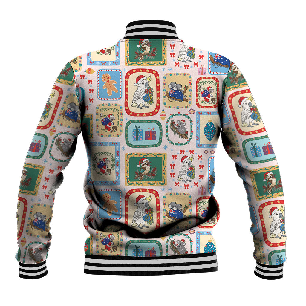 Australia Wildlife Christmas Stamp Baseball Jacket Pink Aussie Native Animal Seamless Pattern