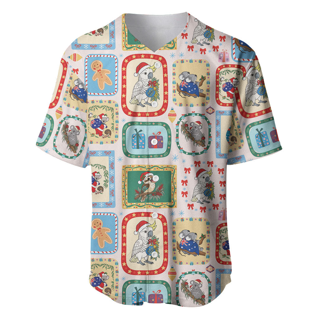 Australia Wildlife Christmas Stamp Baseball Jersey Pink Aussie Native Animal Seamless Pattern