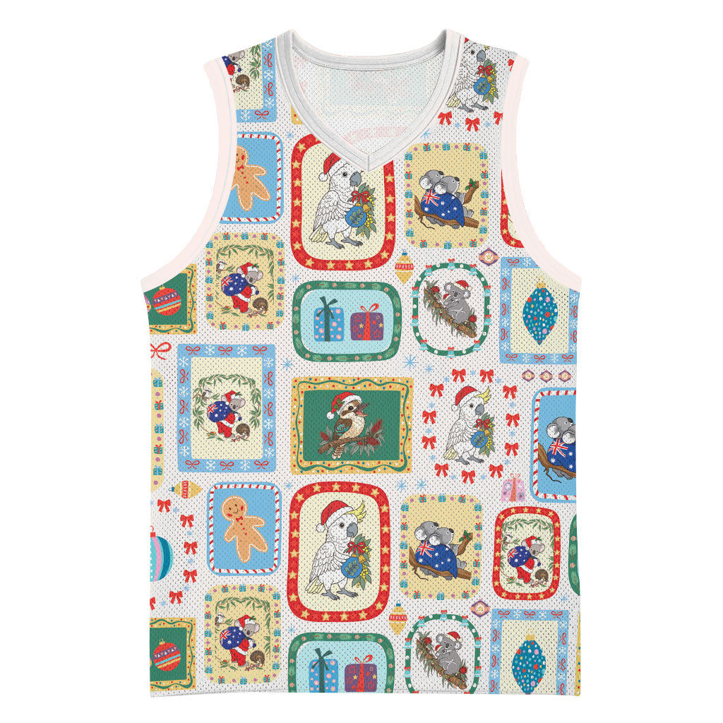 Australia Wildlife Christmas Stamp Basketball Jersey Pink Aussie Native Animal Seamless Pattern