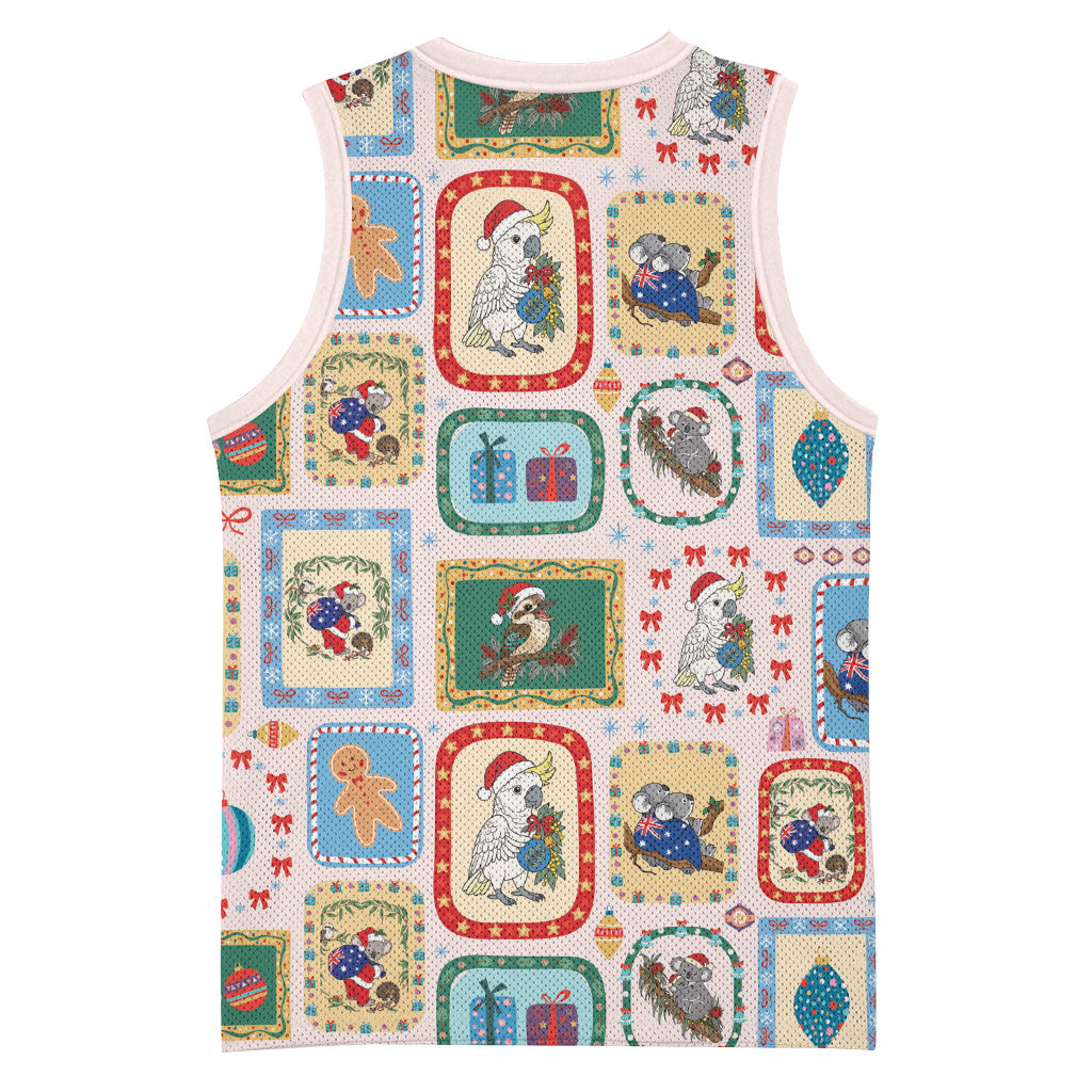 Australia Wildlife Christmas Stamp Basketball Jersey Pink Aussie Native Animal Seamless Pattern