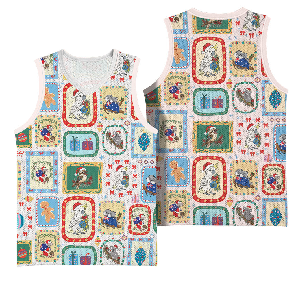 Australia Wildlife Christmas Stamp Basketball Jersey Pink Aussie Native Animal Seamless Pattern
