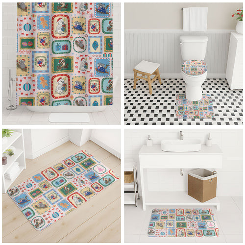 Australia Wildlife Christmas Stamp Bathroom Set Pink Aussie Native Animal Seamless Pattern