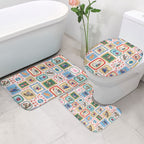 Australia Wildlife Christmas Stamp Bathroom Set Pink Aussie Native Animal Seamless Pattern