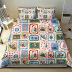 Australia Wildlife Christmas Stamp Bedding Set Pink Aussie Native Animal Seamless Pattern