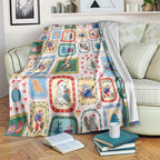 Australia Wildlife Christmas Stamp Blanket Pink Aussie Native Animal Seamless Pattern