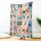 Australia Wildlife Christmas Stamp Blanket Pink Aussie Native Animal Seamless Pattern