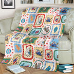 Australia Wildlife Christmas Stamp Blanket Pink Aussie Native Animal Seamless Pattern
